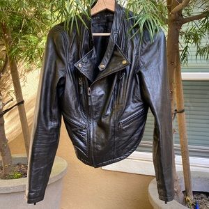 Zara Basic Lamb Leather Biker Jacket